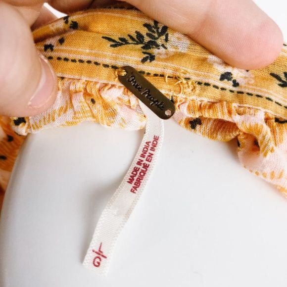 Free People Mix Print Yellow Blouse L - Picture 7 of 7